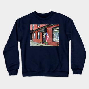 Cold Spring, NY - Street With Red Building Crewneck Sweatshirt